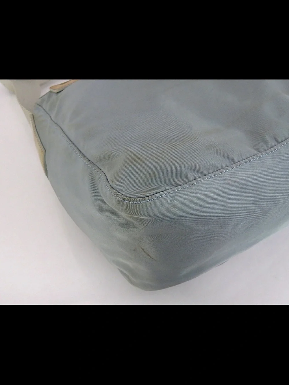Prada Powder Blue Nylon Messenger Bag with Yellow Strap Accent